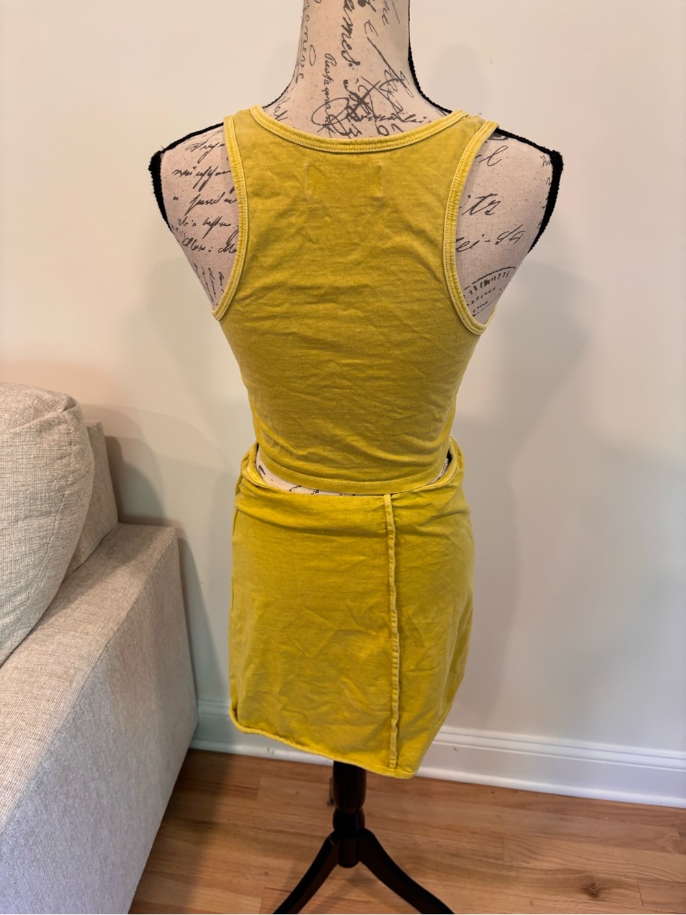 Les Tien Kerry Crop Tank & wrap skirt set in electric dijon color size XS - Picture 9 of 15